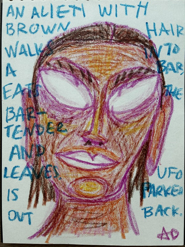 An alien with brown hair